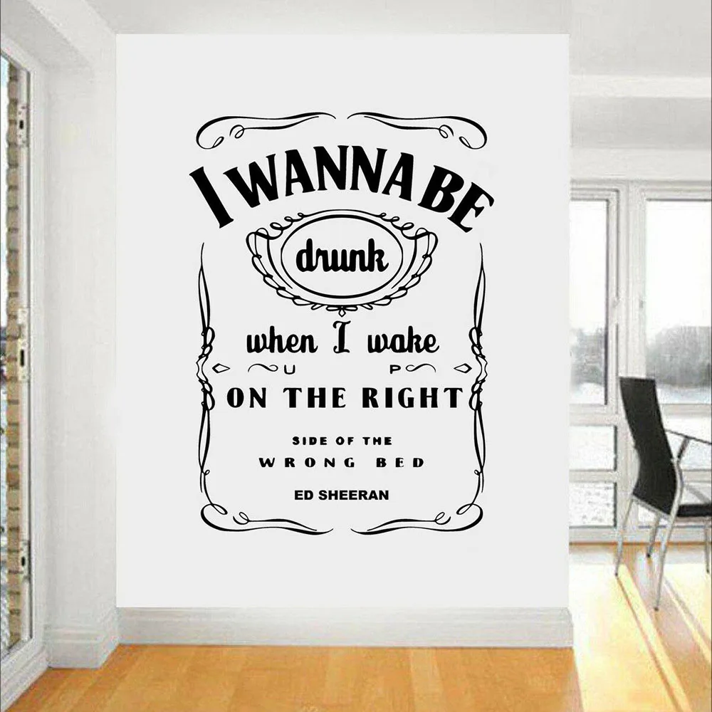 Ed Sheeran Song-calcomanías de pared "Drunk", pegatinas de pared para Bar, restaurante, cocina, vinilo extraíble, decoración de Bar, papel tapiz Z726