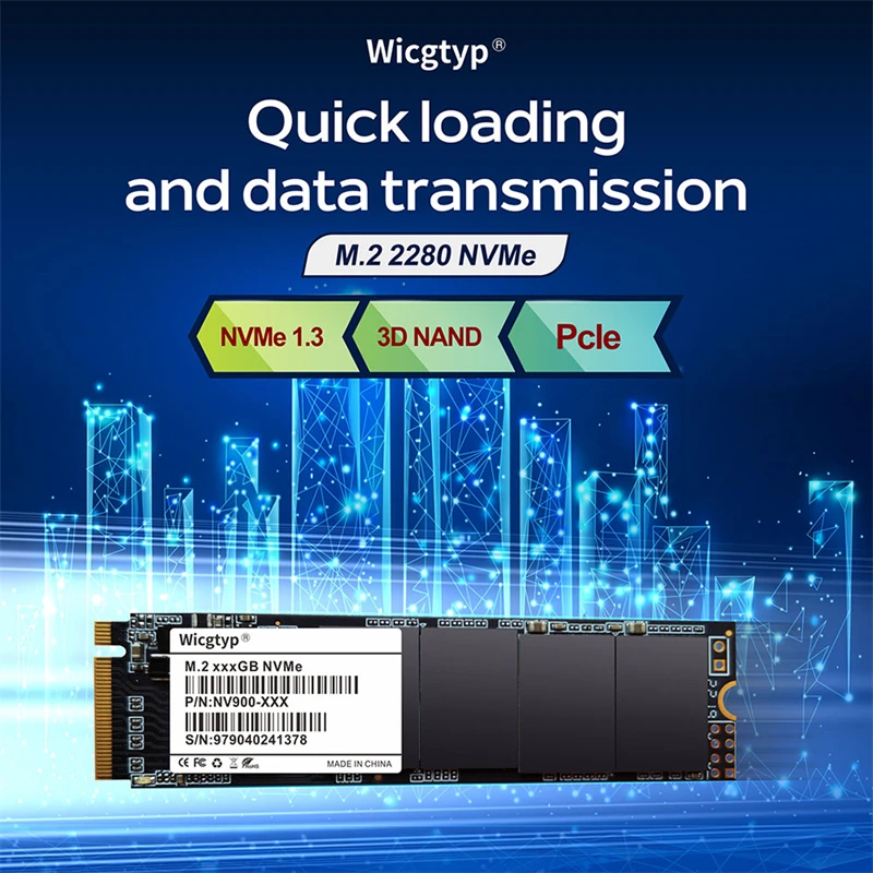 Wicgtyp – disque dur interne SSD NVMe, M.2, PCIe, avec capacité de 1 to, 512 go, 256 go, 128 go, 2280 go, 512 go, pour ordinateur de bureau, pc portable