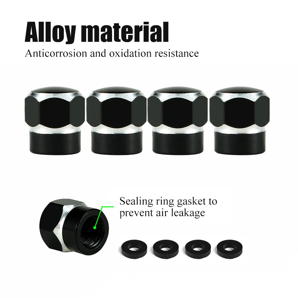 AUTCOAT Tire Valve Caps, Universal Aluminum Wheel Tire Air Caps Valve Stem Cover for Cars Trucks Motorcycles SUVs and Bikes