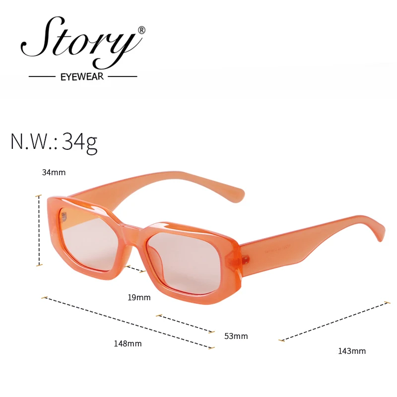 STORY Trendy Candy Color Polygon Sunglasses Women Men 2021 Brand Design Vintage Fashion Orange Small Square Sun Glasses S77201H