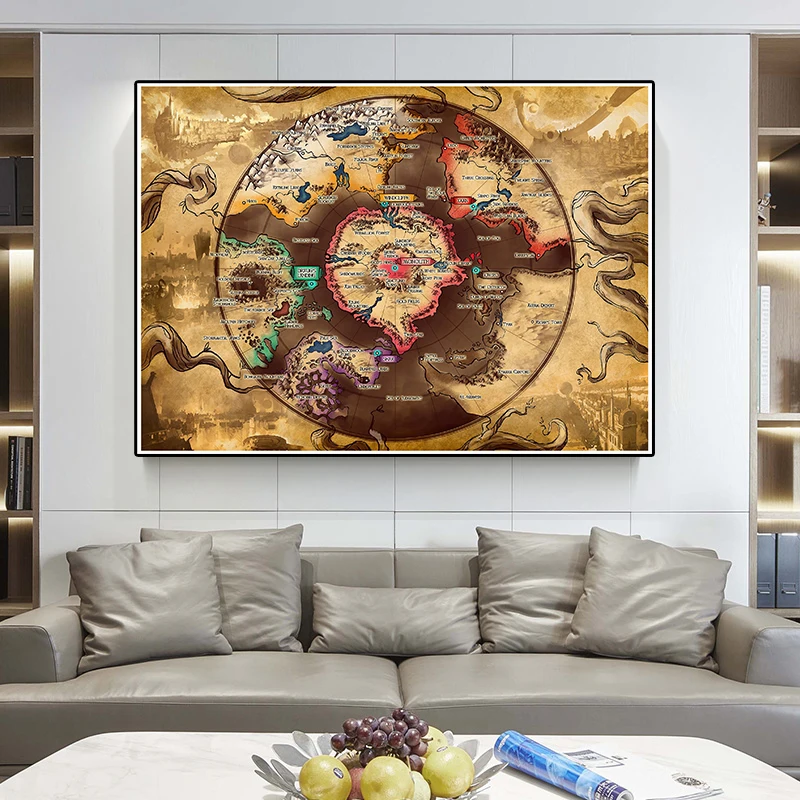 150*100Cm Retro Bản Đồ Tranh Canvas Vintage Trang Trí Không Dệt Trang Treo Tường Và Hình In Phòng Khách trang Trí Nhà Cửa