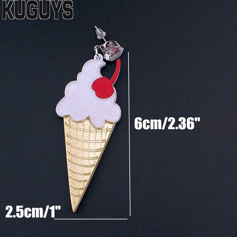 KUGUYS Lovely Summer Ice Cream Stick Earrings for Women Glitter Acrylic Long Drop Earring Fashion Jewelry Trendy Accessories