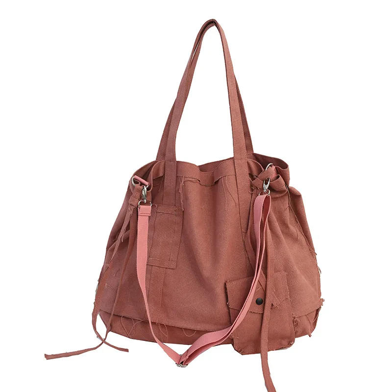 Old-fashioned hip-hop messenger bag for men and women with irregular canvas bag and large-capacity portable shoulder B