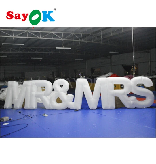 1.2m H x 6.17m L Inflatable MR&MRS Letters with LED Light for Valentine's Day Wedding Anniversary Party Decorations