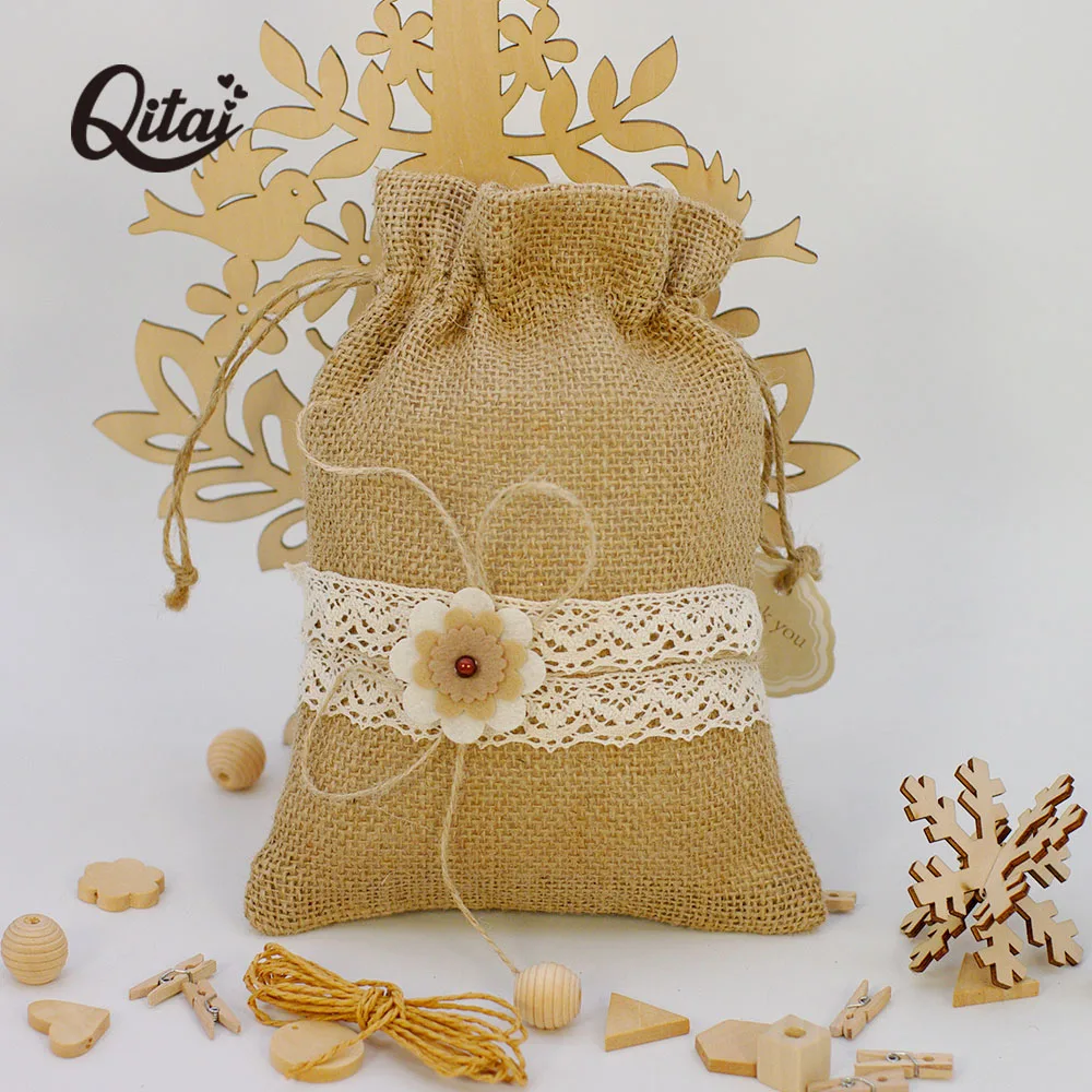 2PCS/SET Jute Bags Gift Drawstring Pouch Gifts Box Packaging Bags For Gift Linen DIY Jewelry Display Wedding Sack Burlap YM001