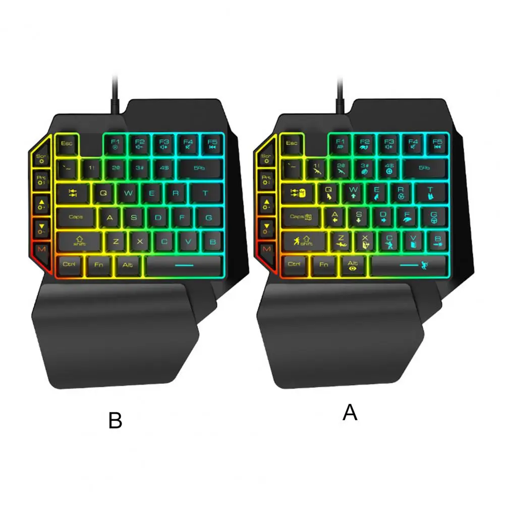 K15 Keyboard Glowing Characters Strong Resilience RGB One Handed Mechanical Gaming Keyboard for Computer