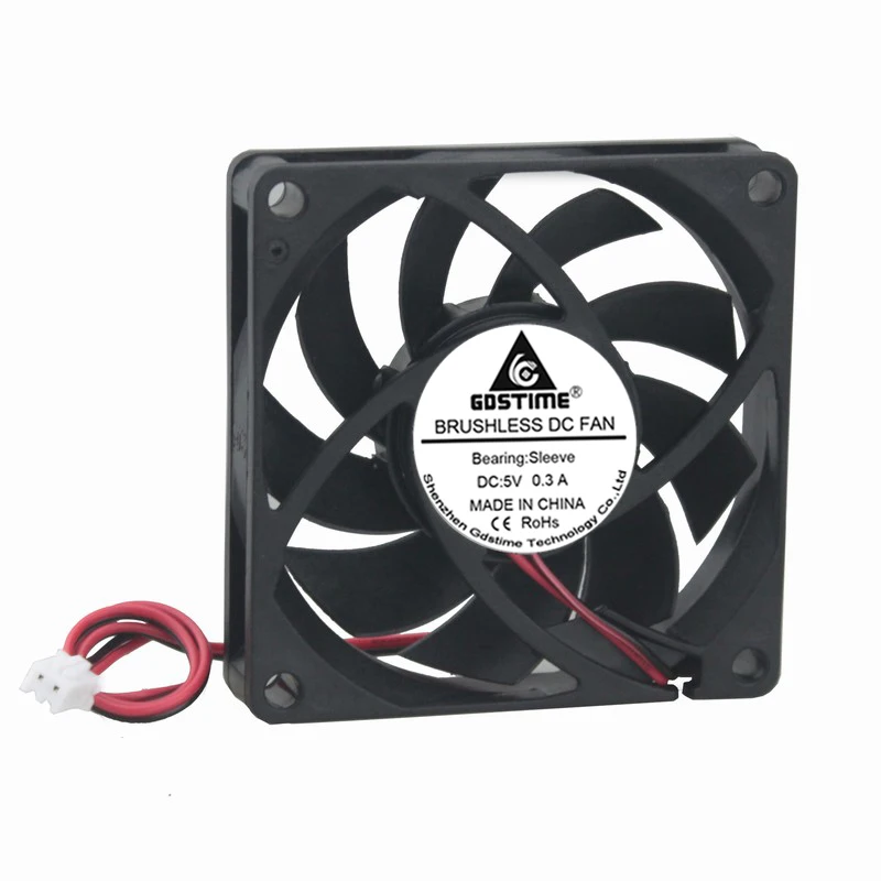 2pcs Gdstime DC Cooler Fan 5V 2Pin 70mmx70mmx15mm PC Computer CPU System Heatsink Fan 70mm*15mm 7cm Brushless Cooling Fan 7015