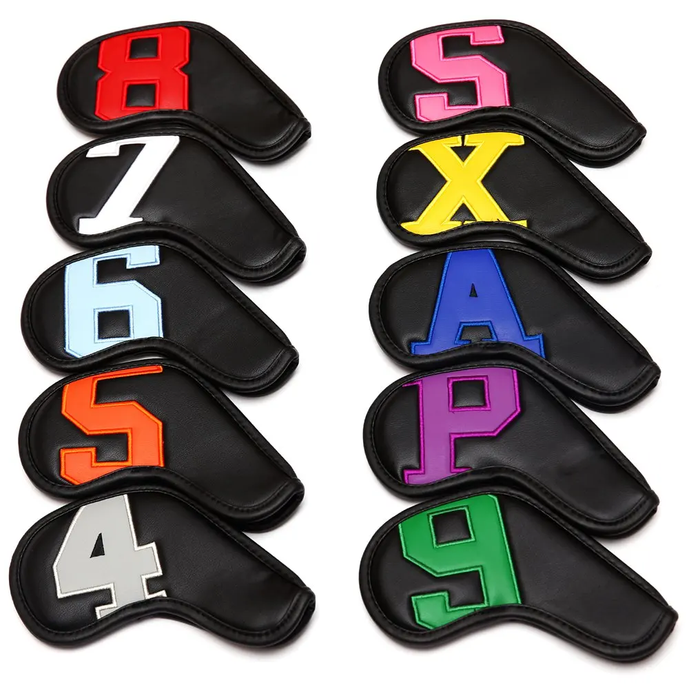 Siranlive Golf Iron Head Covers 9PCS/10PCS (4~9,P ,A ,S，X )  Simple Style Waterproof PU Leather