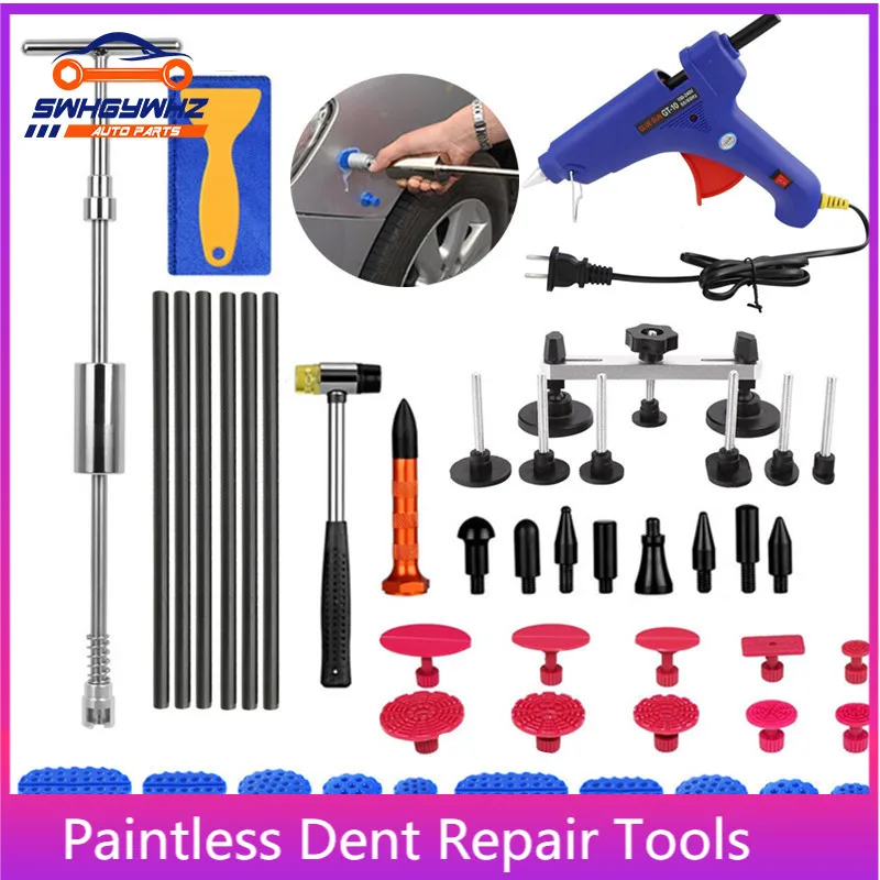 Paintless Dent Repair Remover Removal Tool Kit Professional Car Dent Tools Slide T bar hammer Dent Puller Hot Glue Tap Down Kits