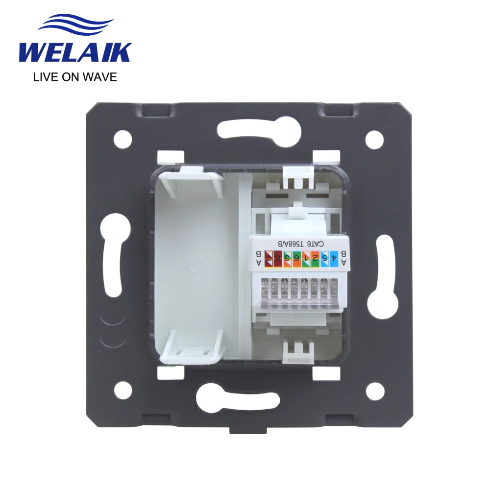 WELAIK EU Standard Internet RJ45 CAT6 Computer DIY-Parts-Wall Socket Parts-Without Glass-Panel  45*45mm A8COW