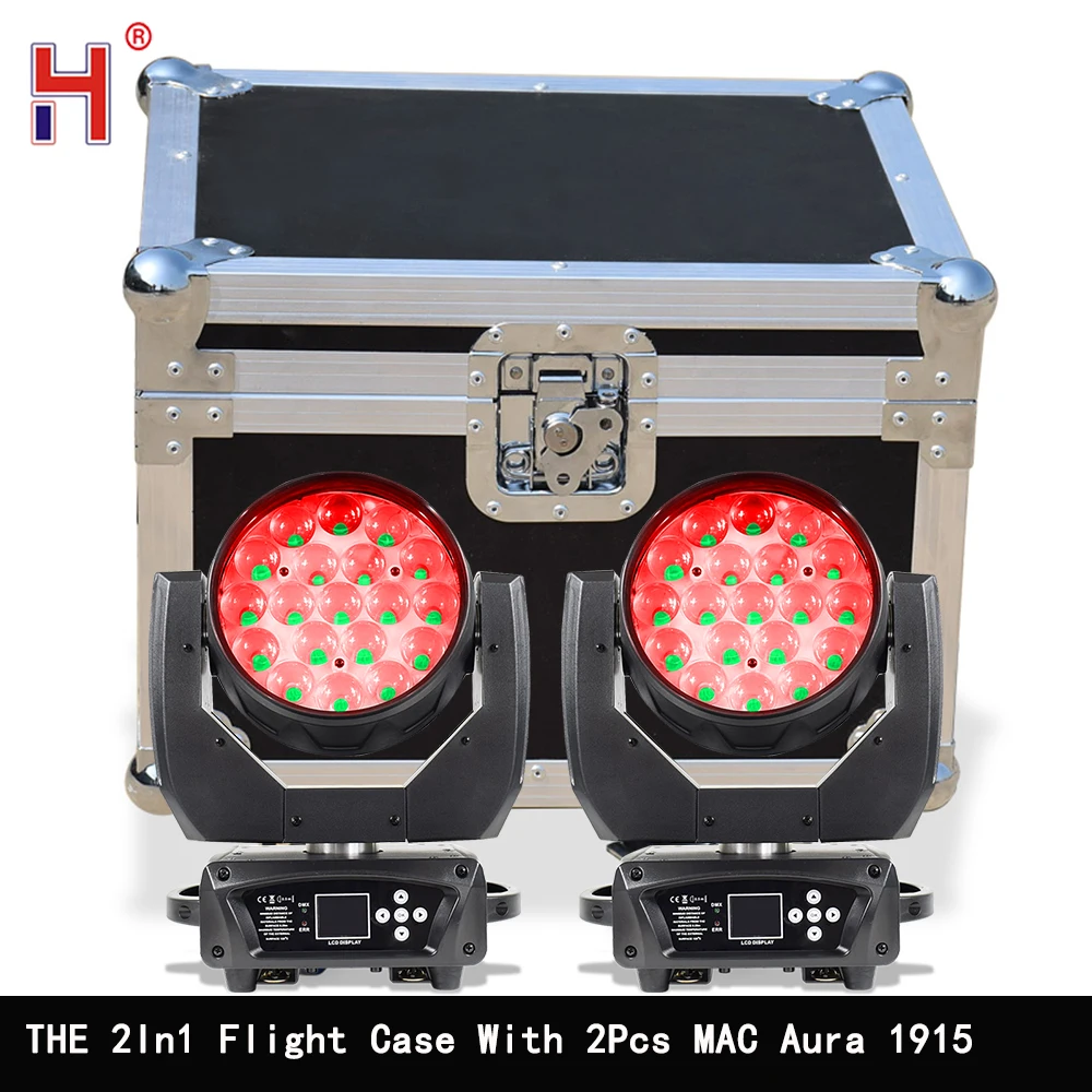 

HongYi Доступность летных чехлов 2в1 с MAC Aura 19X15W RGBW Подсветка Led Zoom Beam Lyre Wash Moving Head DJ Lights