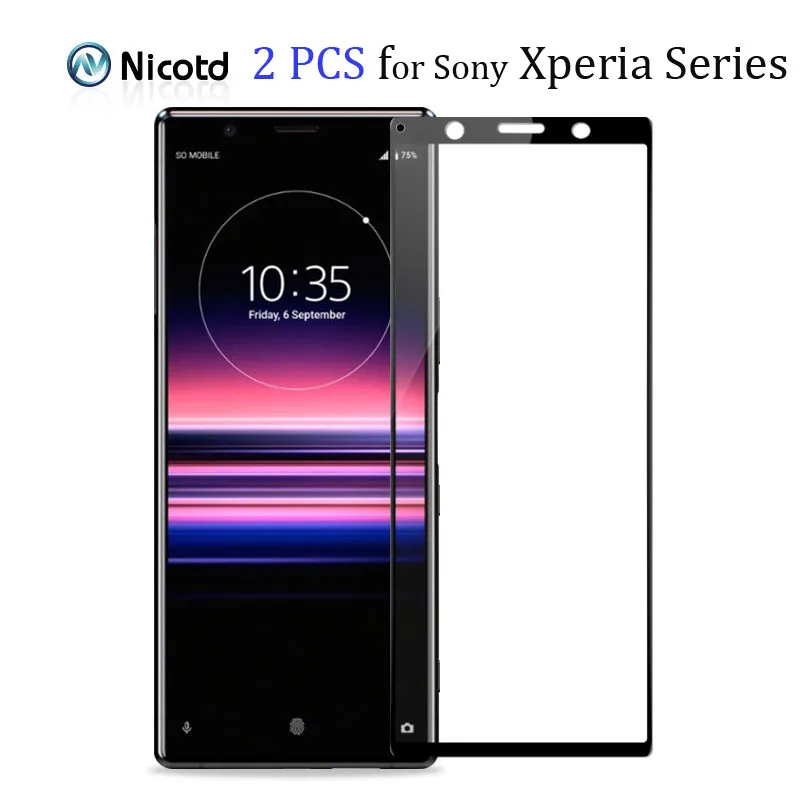 2pcs/lot Protective Tempered Glass For Sony Xperia 5 10 10 Plus Screen Protector For Sony Xperia L3 Full Glass For Sony Xperia 1