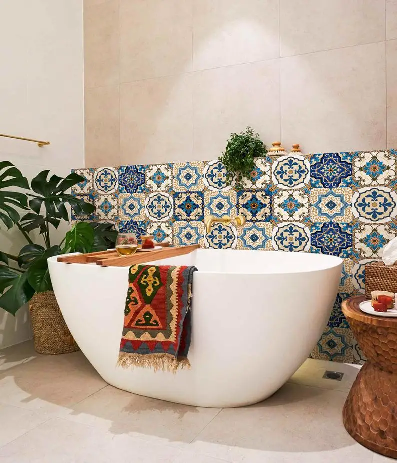 10 Pcs/Set Creative Moroccan Square Tile Sticker Diagonal Tile Joint Living Room Decoration Waterproof Wear Resistant Wall Paper