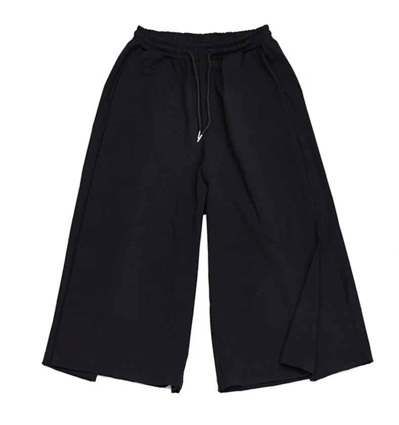 

2020 spring and summer new wide-leg pants style dark black Japanese Hong Kong style casual pants trendy men's wide-leg pants