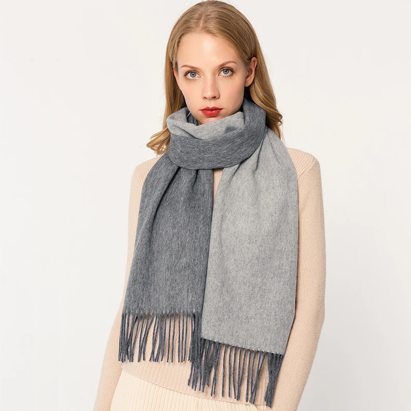 100% wolle Schal Frauen Winter Warme Schals und Wraps Pashmina Quasten Echarpe Zwei-Farben Woll Kaschmir Schals Für Damen