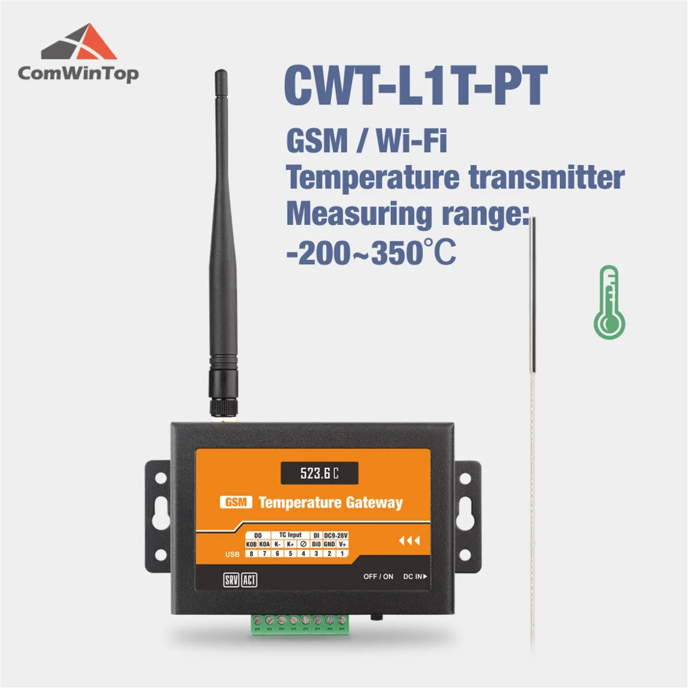 CWT-L1T-PT Wireless Gsm 3g 4g Wifi PT100 Temperature Sensor Alarm Transmitter