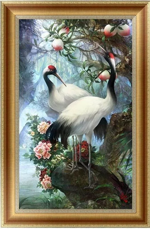 Chinese Crane Clear Picture Top Quality Red Crowned Cranes Animal Cross Stitch Kit 14CT Unprinted Embroidered Handmade Art Decor