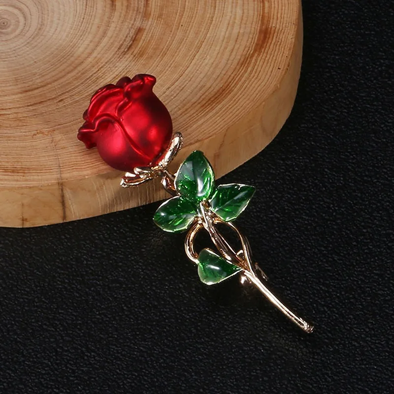 Rose Flower Brooches for Women Lady Fashion Vintage Elegant Enamel Flower Pin Summer Design Valentine\'s Day Gift