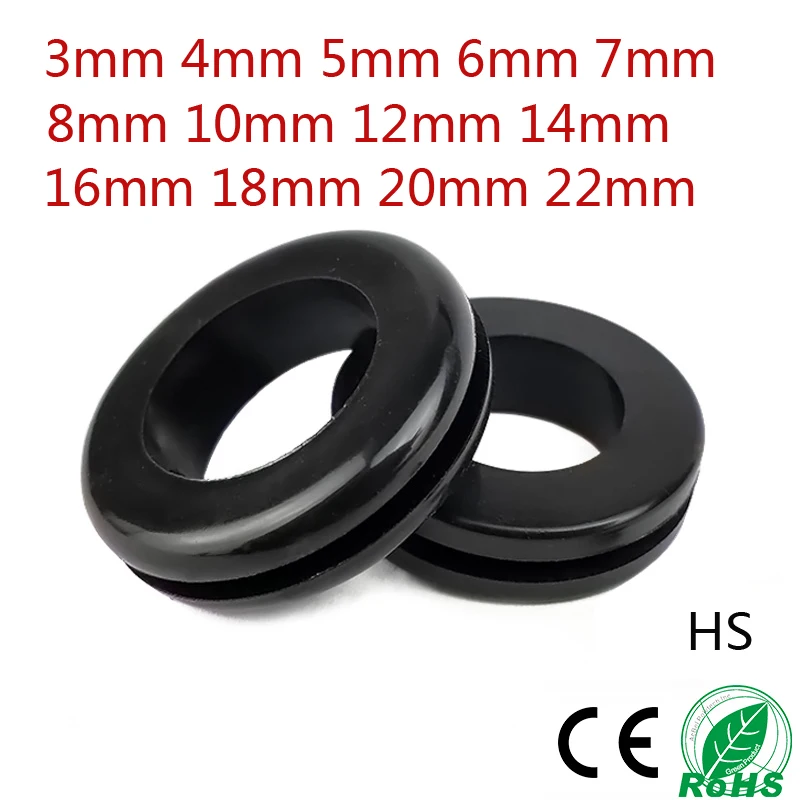 10PCS 3/4/6/8/10MM  Wire Rubber Grommets Ring External Circlip For Protects Wire Cable Hose Custom Part Double Sided Armature