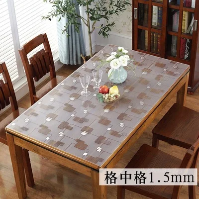 1.0mm/1.5mm Chrysanthemum pattern solt glass hot sale PVC table cloth waterproof table cover for Kitchen dining table