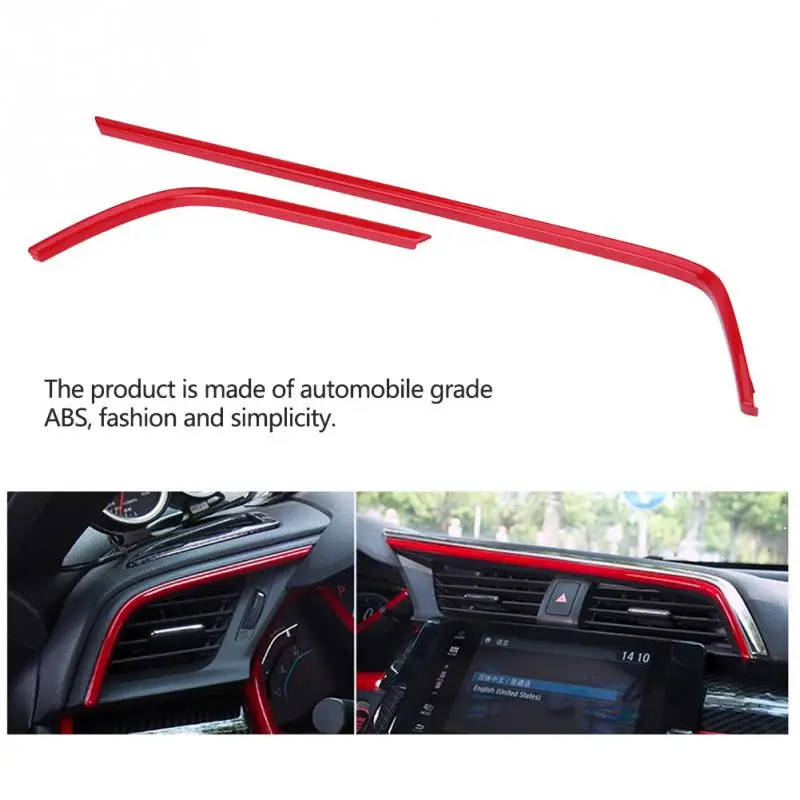 2pcs Red ABS Auto Car Air Outlet Frame Cover Trim for   10th 2016 2017 2018 Car Accessories