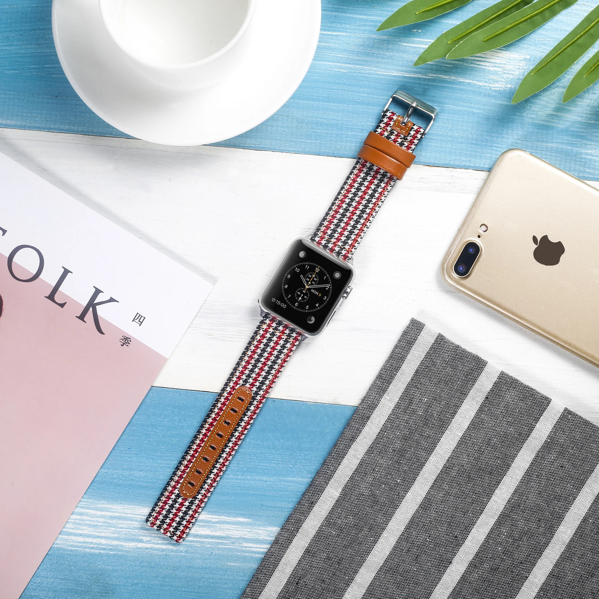 Wysokiej jakości skórzany pasek z tkaniny dla Apple Watchfor dla serii Iwatch 6 5 4 3 2 38mm 40mm 42mm 44mm apple sportowa bransoletka z paskiem