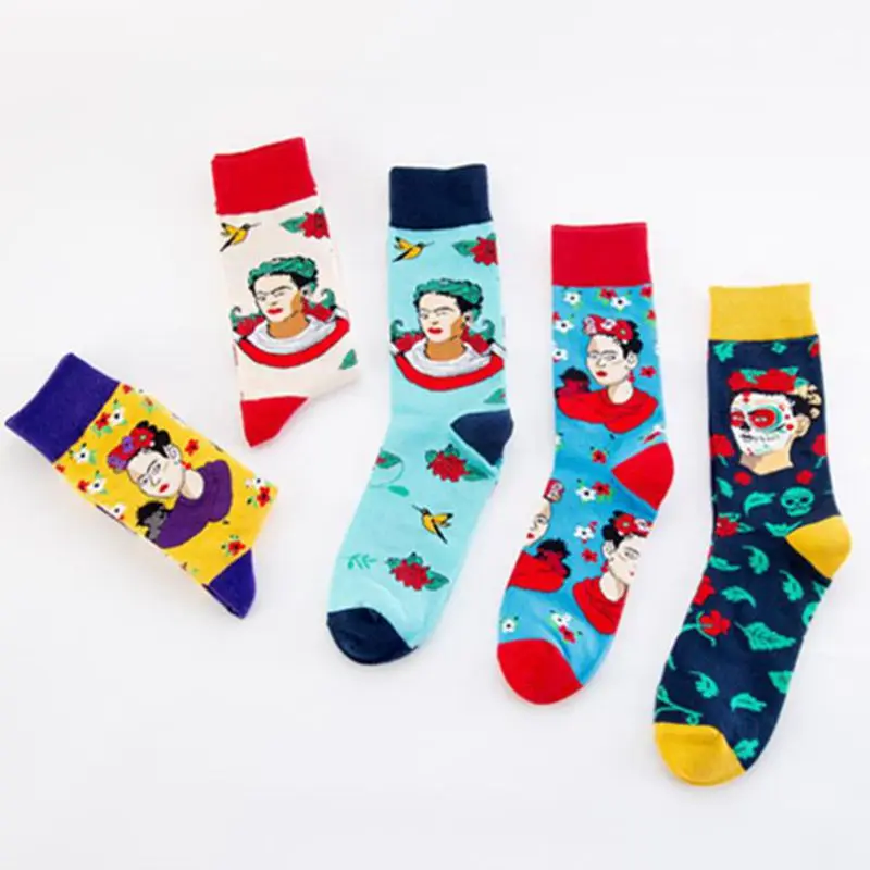 Men's Cotton Socks， Novel Cartoon Woman Design Classic Creative New Cute Comfortable Women Socks Holiday Gifts  Zize 40-46