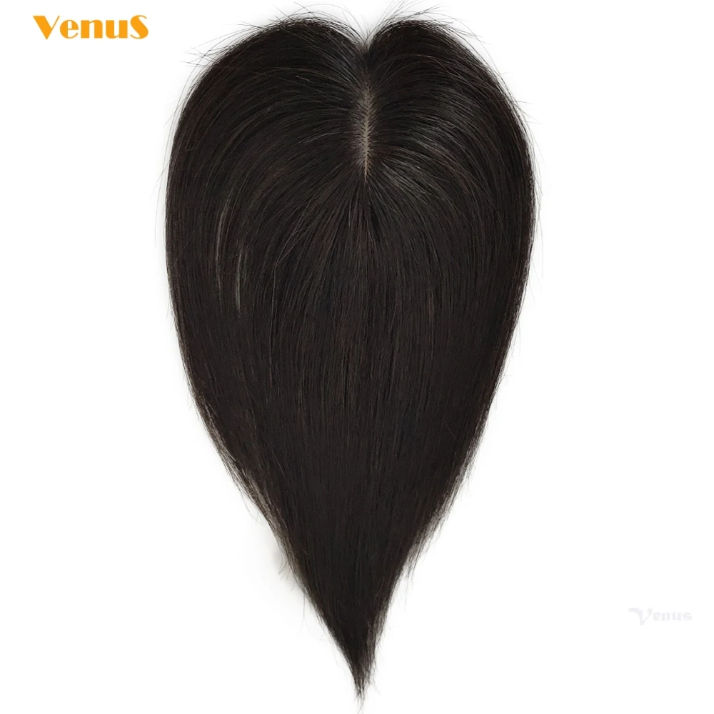 6-10Inch Europese Virgin Human Zijde Huid Basis Haar Topper 6X10cm Kleine Haarstukjes Met Een Cut Bang Center deel Hoofdhuid Top Toupetje