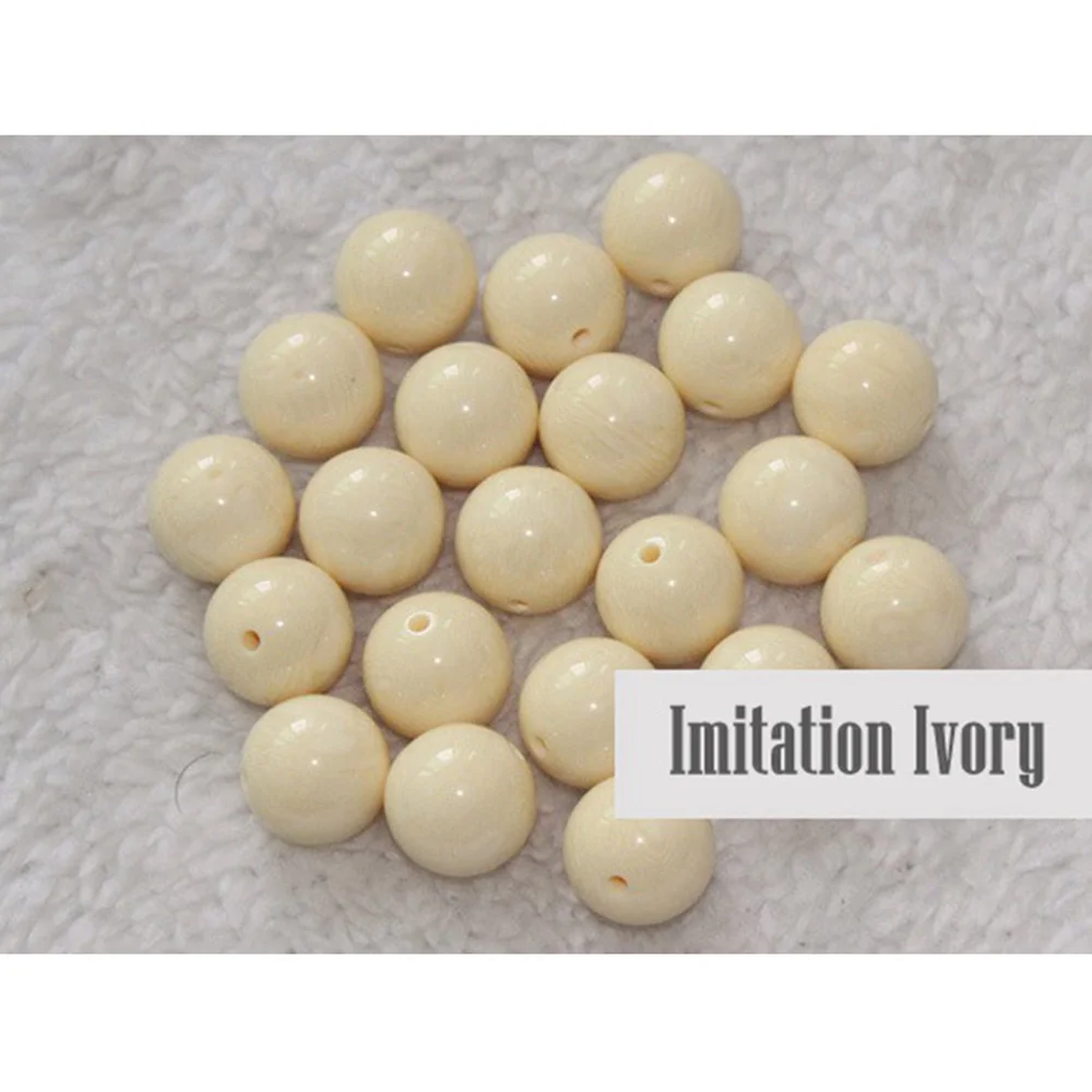 5mm 6mm 8mm 10mm 12mm 14mm 16mm 18~50mm Beige White Color Round Resin Loose Beads Wholesale Lot for DIY Crafts Jewelry Making