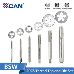 XCAN 2pcs Tap and Die Set Screw Thread Tap Drill HSS Right Hand Plug Tap Die BSW 5/32-32 3/16-24 5-16-18 1/4-20 1/2-12 5/8-11