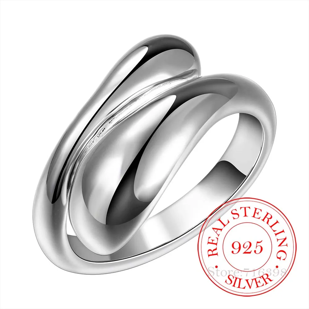Kropla wody 925 Srebrne pierścionki dla kobiet Bijoux, uroczy regulowany pierścionek Anillos De Plata 925 Anel Feminino Biżuteria