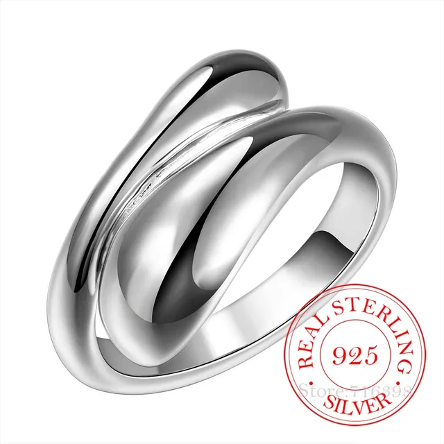 Kropla wody 925 Srebrne pierścionki dla kobiet Bijoux, uroczy regulowany pierścionek Anillos De Plata 925 Anel Feminino Biżuteria