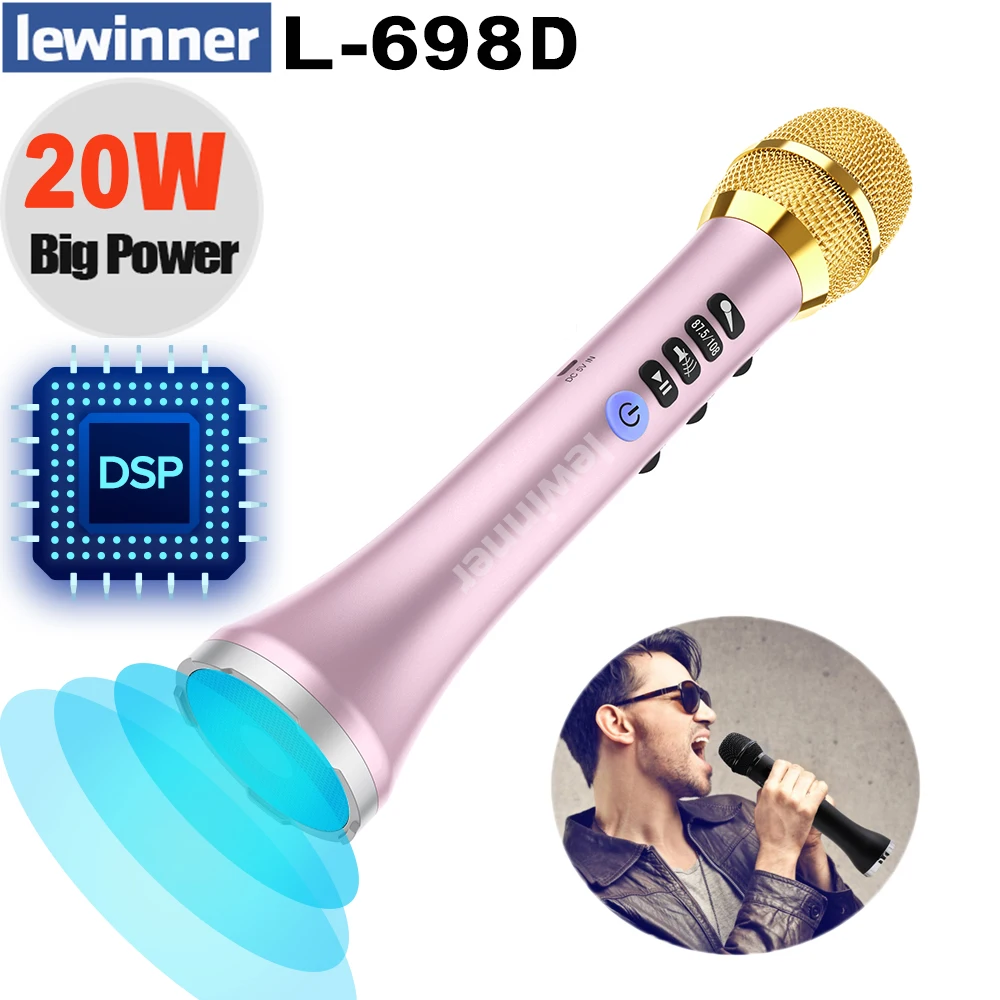 

Lewinner L698D Wireless Karaoke Microphone 20W Professional Bluetooth Microphone Speaker with DSP Sound Effect Chip