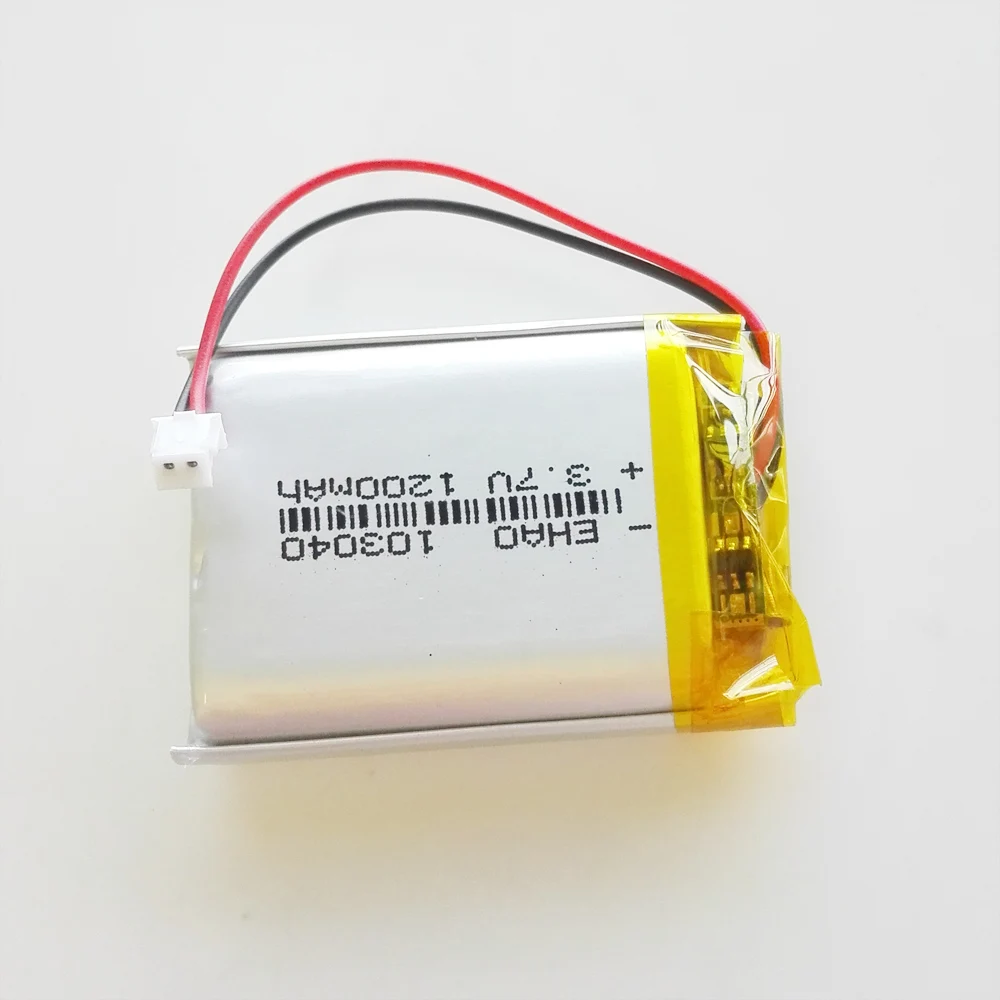 3.7V 1200mAh litowo-polimerowa LiPo akumulator 103040 + wtyk JST 2Pin 1.5mm do MP3 GPS DVD aparat telefoniczny Ledlight