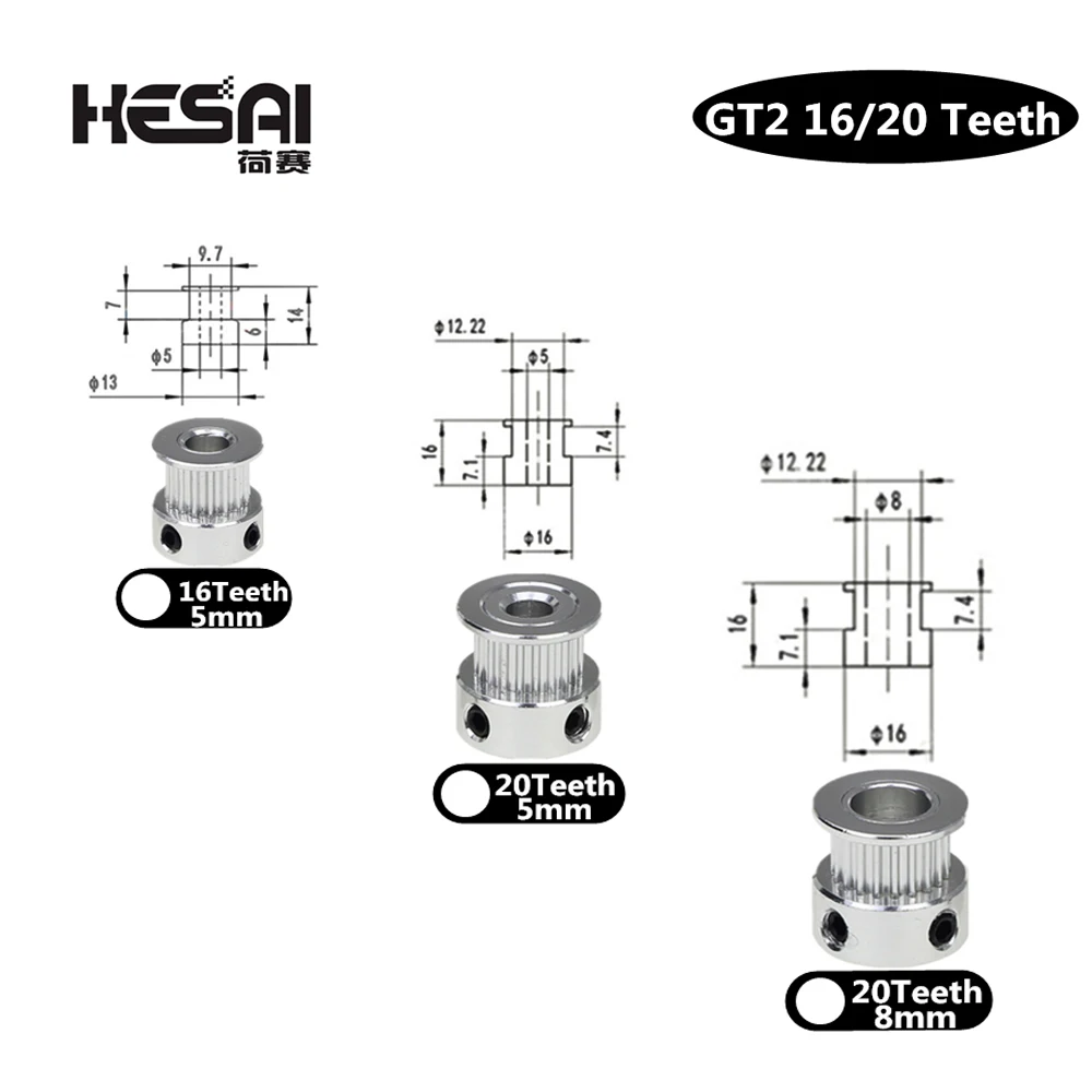 3D Printer Parts Accessory GT2 20Teeth 20 Teeth Bore 5mm/8mm Timing Alumium Pulley Fit For GT2-6mm Open Timing Belt