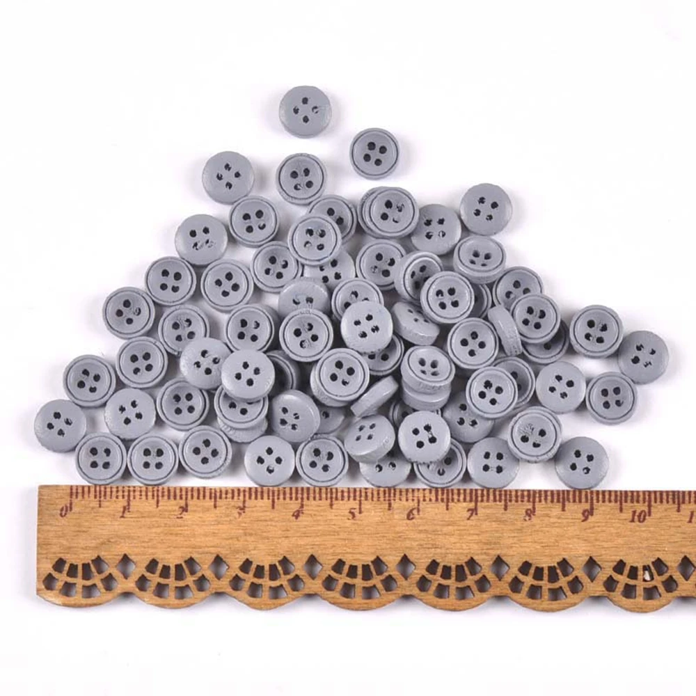 100pcs 9mm mini Wooden Buttons For Sewing clothing Scrapbooking Crafts Doll Accessories