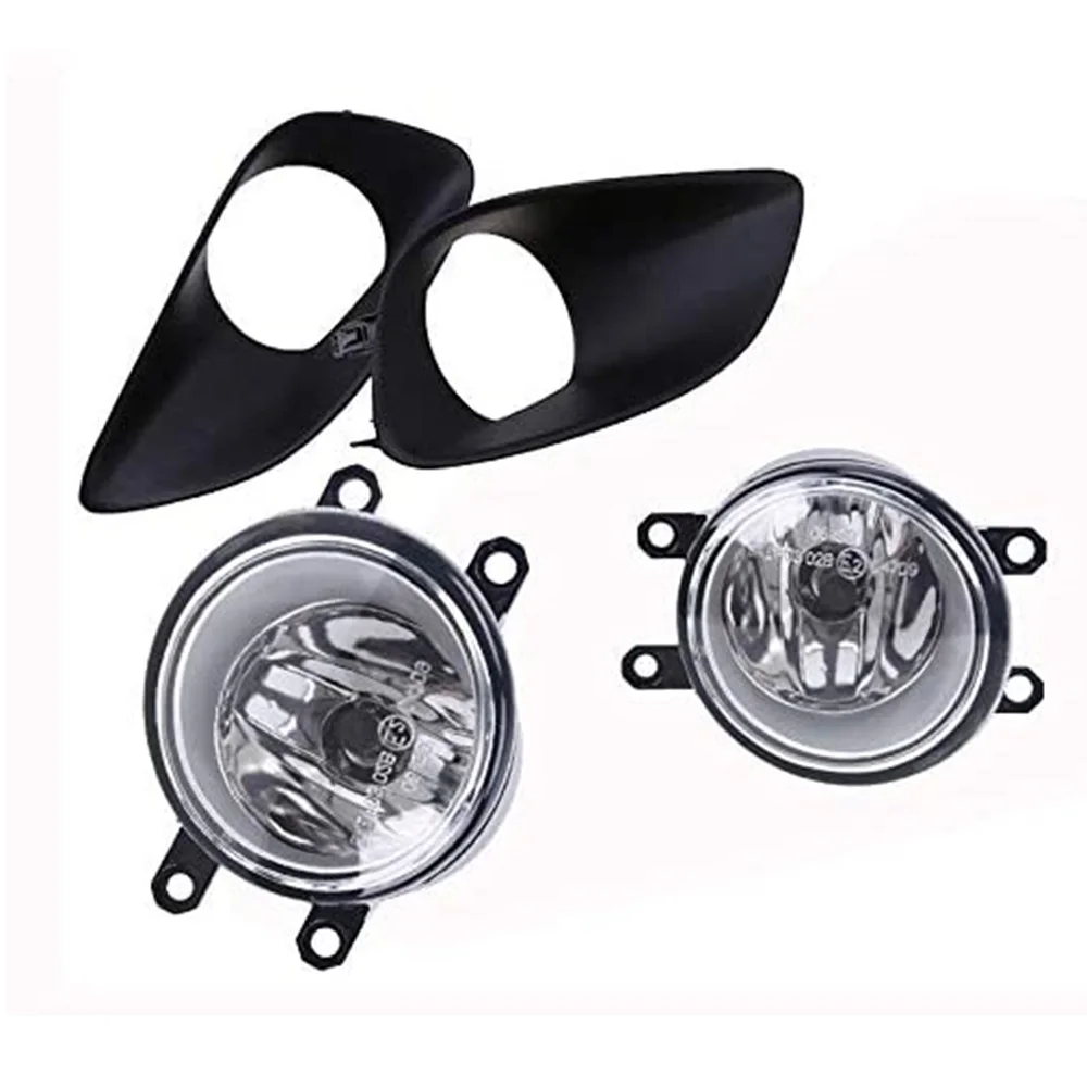 Pair Left&Right Front Clear Fog Lights +Wiring Harnes+Black Grille Cover For Toyota Yaris Sedan 4D 2007-2012