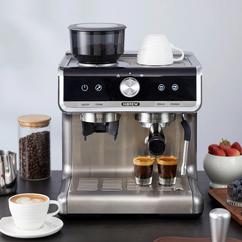 HiBREW Barista Pro 20Bar Bean to Espresso, Cafetera de nivel comercial con kit completo para cafetería, hotel, restaurante H7