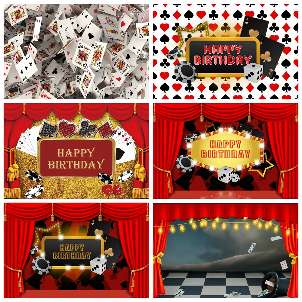 Yeele Poker Gambling Casino Playing Card Poster Painting Photography Backgrounds Adult Birthday Party Backdrops For Photo Studio