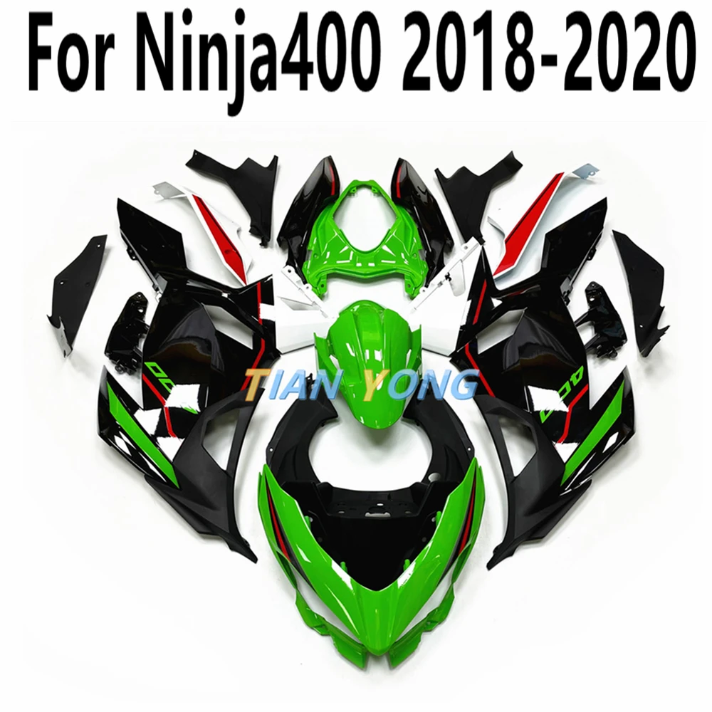 

2021 new Fit Ninja 400 18-19-20-21 Motorcycle Full Fairing Kit green prints For Ninja400 2018-2019-2020 Cowling Injection ABS