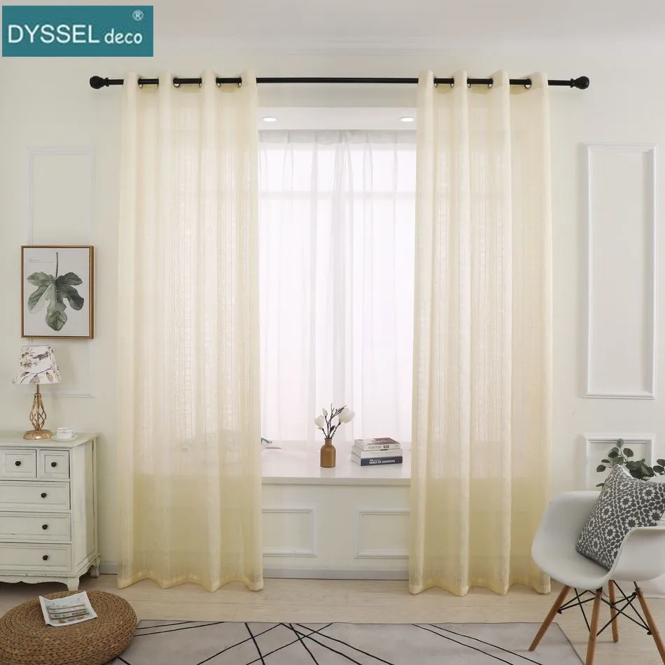 Modern Plaid Tulle Sheer Curtains European Style for Kitchen Living Room Bedroom - Rod Pocket Grommet Window Treatments