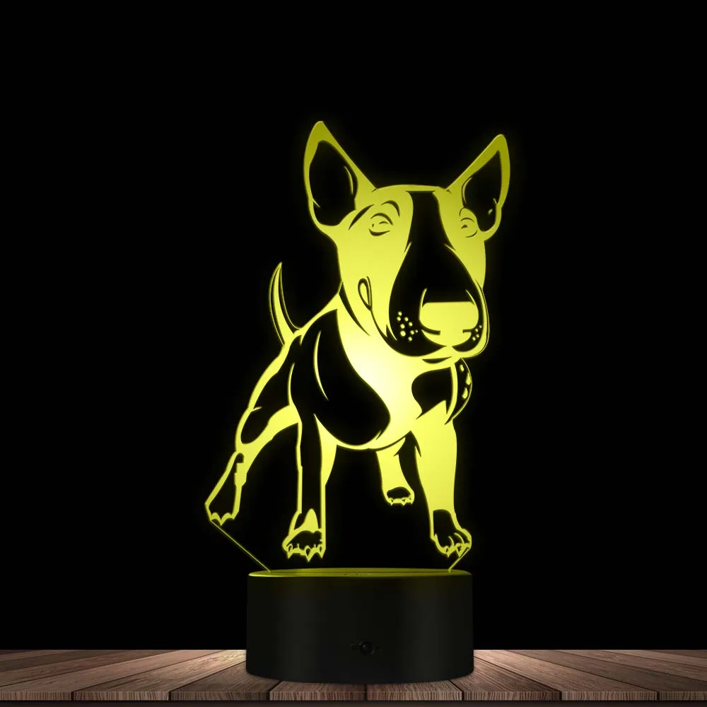 English Bull Terrier Shape Designed LED Visual Lamp Pet Dog Puppy 3D Optical Illusion Lamp Home Decor LED Night Light Table Lamp