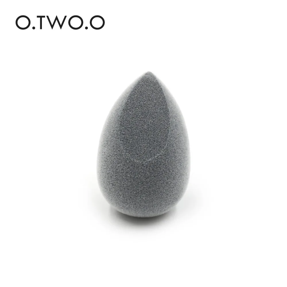 O.TWO.O 1pc Grey Flocking Water Drop Puff Cut a little 3D powder puff Wet and dry beauty eggs sponge puff