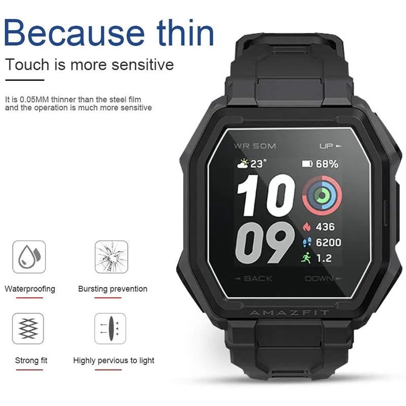 Película a prueba de explosiones para reloj inteligente Huami AMAZFIT Ares, Protector de pantalla de cobertura completa HD suave, no incluye cubierta de vidrio, 3 piezas