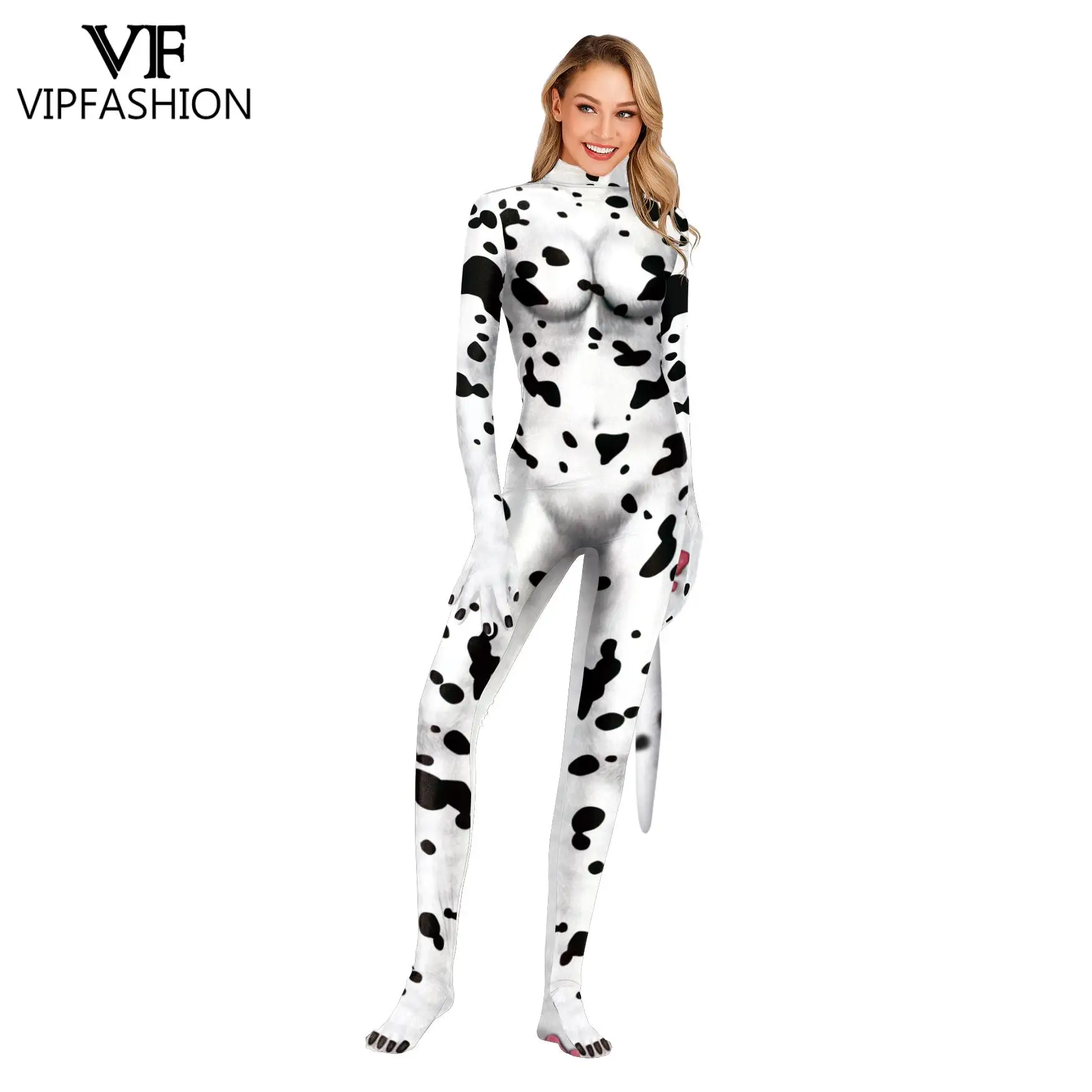 VIP FASHION DIY 3D Print Funny Cosplay Costumes Catsuits Romper Jumpsuits Full Cover Zentai with Tail Customizable Crotch zipper