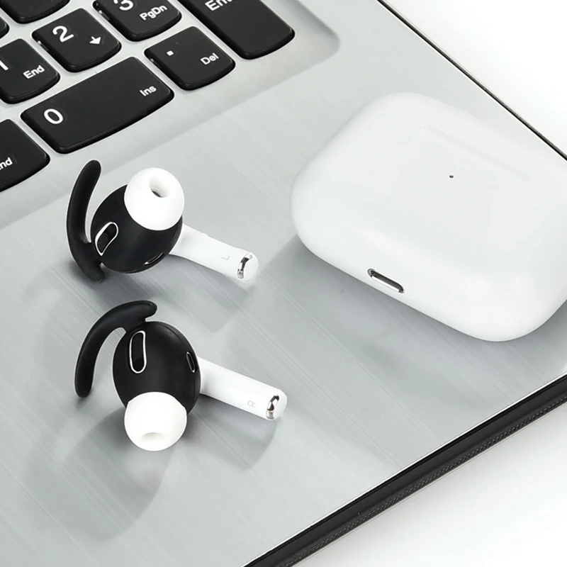 소프트 실리콘 이어버드 헤드폰 이어팟 커버 이어팁 이어 패드 후크 캡 에어팟 프로 이어폰 케이스, 1 쌍