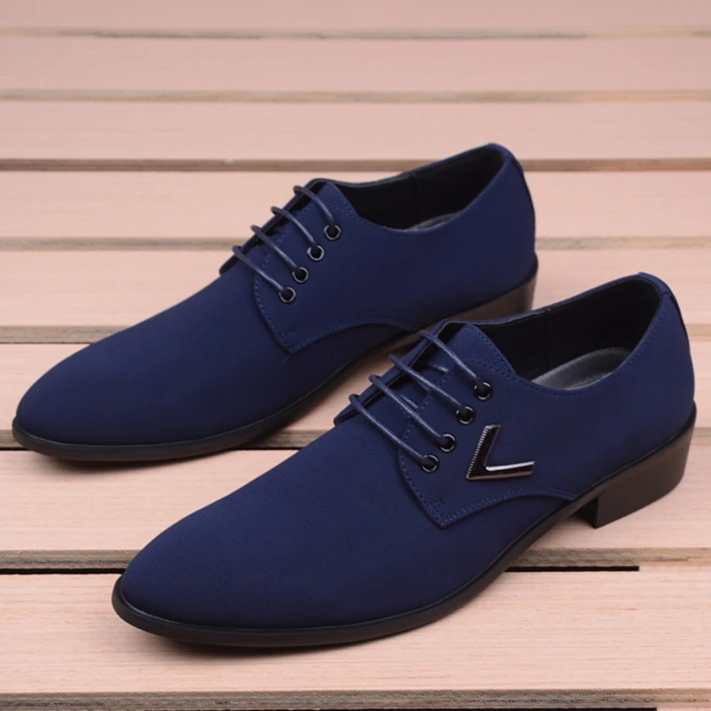 2020 New Fashion denim Mens Dress Shoes Oxford For Men Zapatos Hombre Male Italy Fabric Lace-up Sapato Social Mens Formal