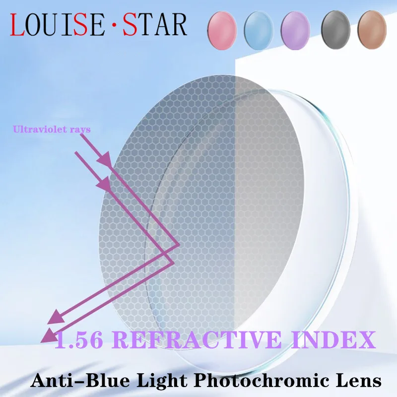 

Prescription Mirror Photochromic Gray Pink Purple Series 1.56 Anti-Blue Light Aspherical Resin Optical Wear-Resistant SuperClear