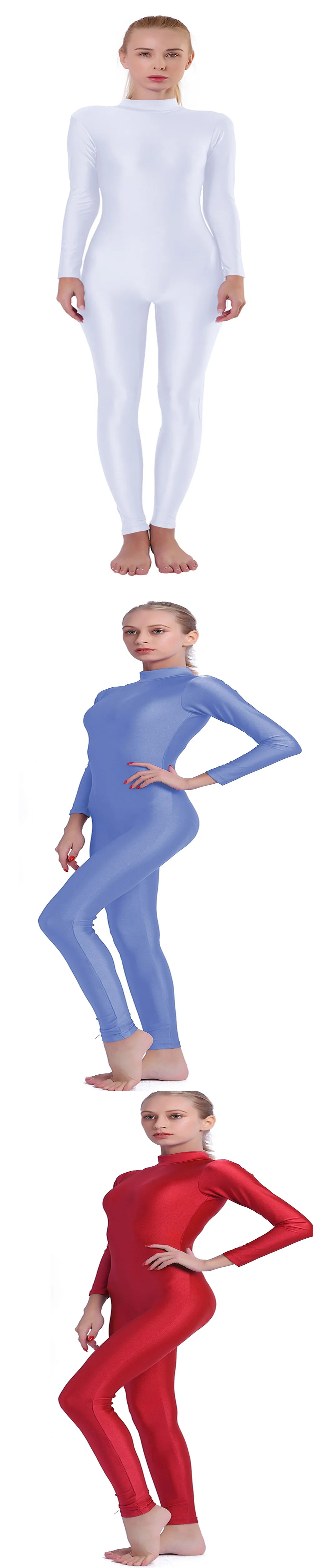 Speerise Ganzanzug für Erwachsene und Damen, Stehkragen, Reißverschluss, einteilig, Ganzkörper-Trikot, langärmelig, Ballett-Tanzkleidung – Detail 5