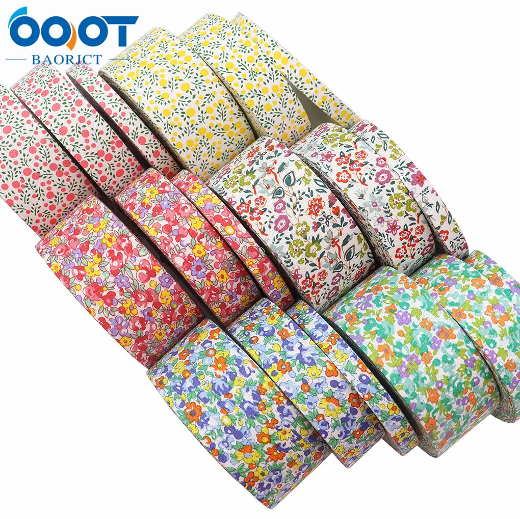 Double-Sided Flowers Cloth Ribbons 5 Yards M-21623-905 38MM DIY Crafts Hairclip Apparel Accessories and Sewing Decorations